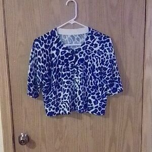 Blue and White Animal Print Top